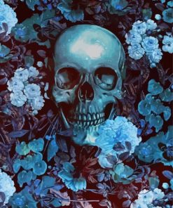 The Blue Skull And Roses Diamond Paintings