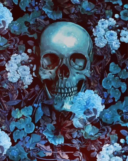The Blue Skull And Roses Diamond Paintings