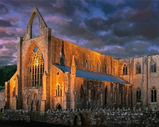 Tintern Abbey Landmark At Sunset Diamond Paintings