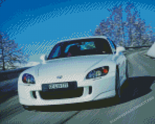 White Honda S2000 On Road Diamond Paintings