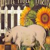 White Pig With Sunflowers Diamond Paintings