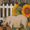 White Pig With Sunflowers Diamond Paintings