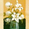 White Flowers In Glass Vase Diamond Paintings