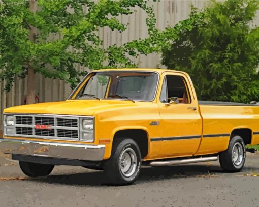 Yellow 1984 GMC Truck Diamond Paintings