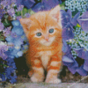 Adorable Cat And Flowers Diamond Paintings