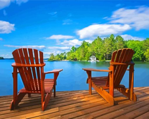 Aesthetic Lake Chairs Diamond Paintings