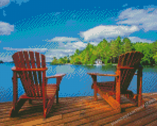 Aesthetic Lake Chairs Diamond Paintings