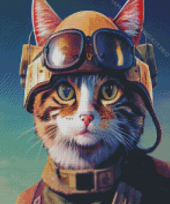 Aesthetic Pilot Cat Diamond Paintings