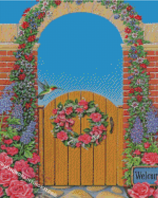 Aesthetic Garden Gate Flowers Diamond Paintings