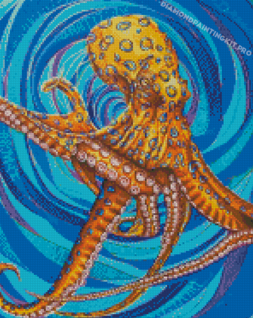 Aesthetic Blue Ring Octopus Diamond Paintings