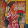 Aesthetic Flower Seller Diamond Paintings