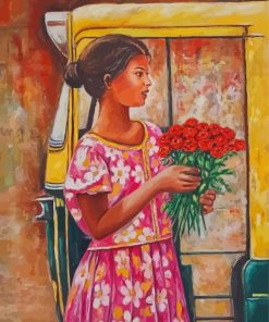 Aesthetic Flower Seller Diamond Paintings