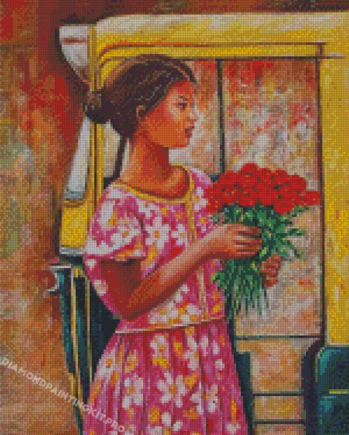 Aesthetic Flower Seller Diamond Paintings