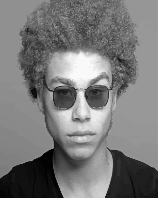 Black And White Afro Boy With Curly Hair Diamond Paintings