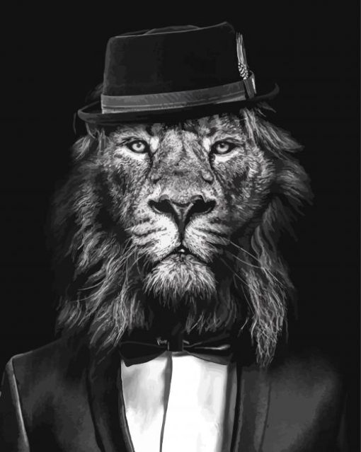 Black And White Stylish Lion Diamond Paintings