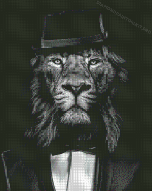 Black And White Stylish Lion Diamond Paintings