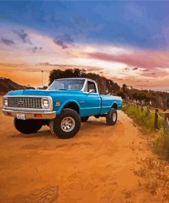 Blue Old Ford Truck Diamond Paintings