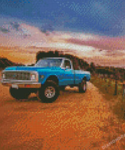 Blue Old Ford Truck Diamond Paintings