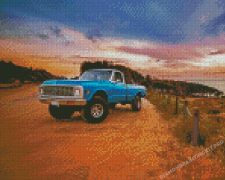 Blue Old Ford Truck Diamond Paintings