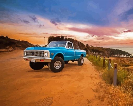 Blue Old Ford Truck Diamond Paintings