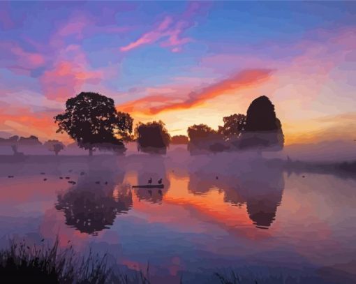 Bushy Park Sunset Landscape Diamond Paintings