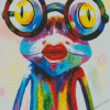 Colorful Frog Wearing Glasses Diamond Paintings