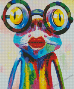 Colorful Frog Wearing Glasses Diamond Paintings