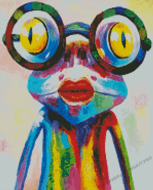 Colorful Frog Wearing Glasses Diamond Paintings