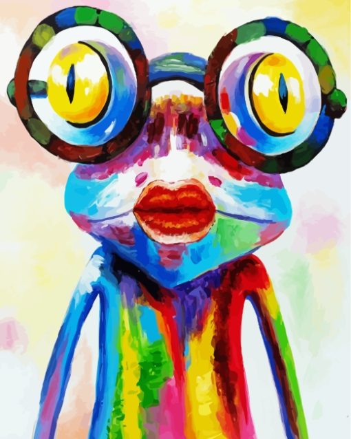 Colorful Frog Wearing Glasses Diamond Paintings