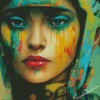 Colorful Woman Helmet Diamond Paintings