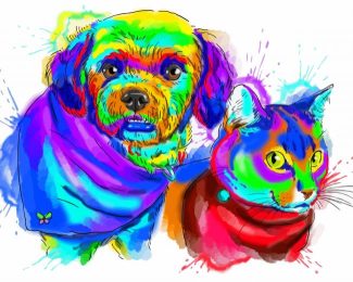Colorful Cat And Dog Diamond Paintings