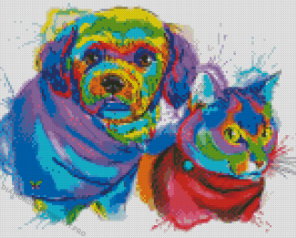 Colorful Cat And Dog Diamond Paintings