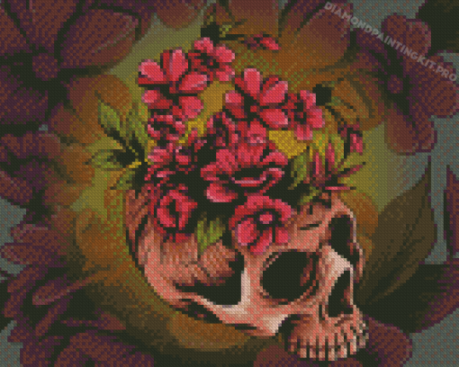 Cool Skull Flowers Diamond Paintings