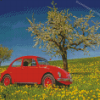 Cool WV Beetle And Cherry Blossom Diamond Paintings