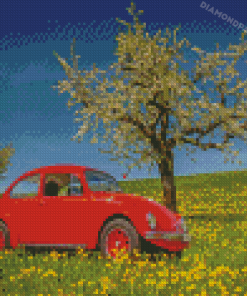 Cool WV Beetle And Cherry Blossom Diamond Paintings