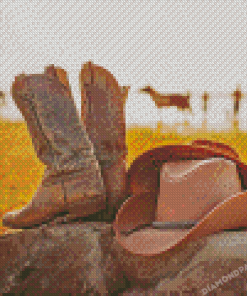 Cowboy Hat And Boots Diamond Paintings