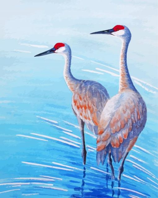 Crane In Water Diamond Paintings