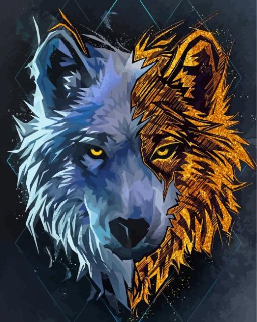 Gold Wolf Diamond Paintings