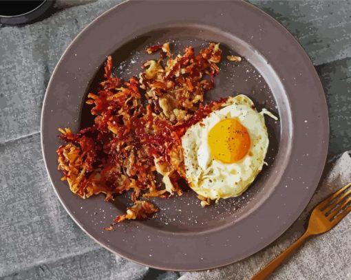 Hash Browns With Egg Diamond Paintings