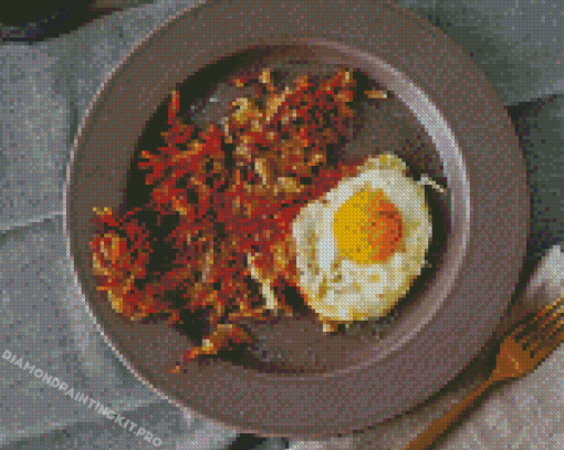 Hash Browns With Egg Diamond Paintings