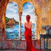 Lady Looking Out Of Window Diamond Paintings