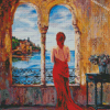 Lady Looking Out Of Window Diamond Paintings