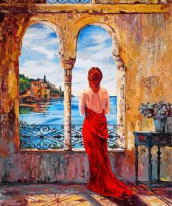 Lady Looking Out Of Window Diamond Paintings