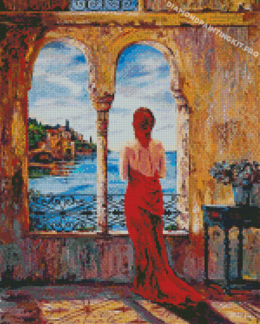 Lady Looking Out Of Window Diamond Paintings