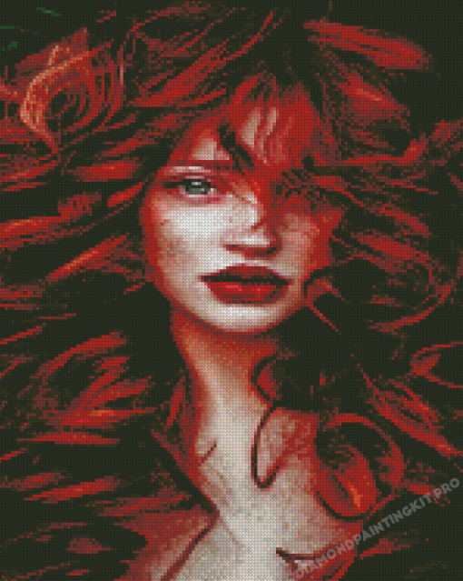 Lady With Red Hair Diamond Paintings