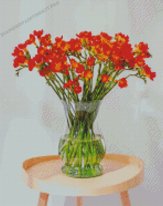 Orange Freesia Flowers Diamond Paintings