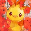 Pokemon Torchic And Flowers Diamond Paintings