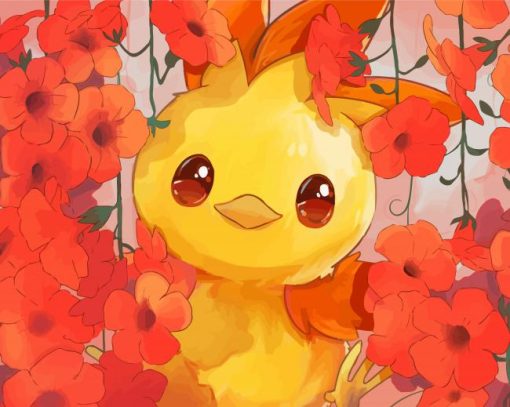 Pokemon Torchic And Flowers Diamond Paintings