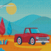 Red Truck In Desert Diamond Paintings