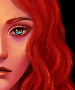 Sad Lady With Red Hair Diamond Paintings
